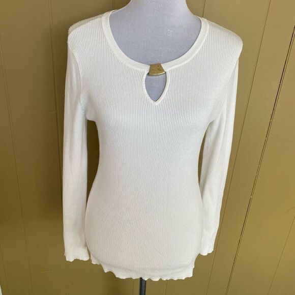 INC International Concepts women XL Longsleeve ribbed sweater white - Picture 1 of 10